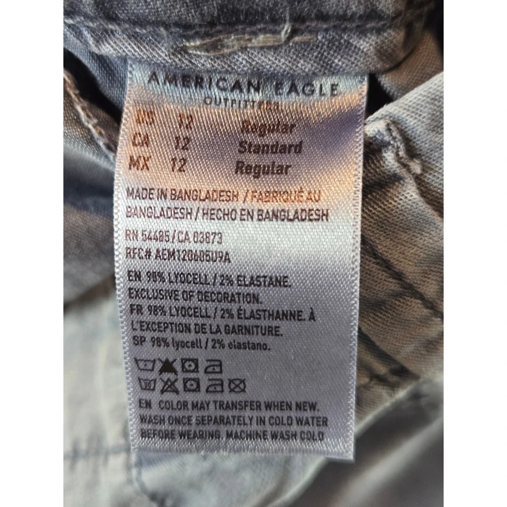 American Eagle Cargo Pants‎ Women 12 Blue Super High Rise Baggy Wide Leg Utility
